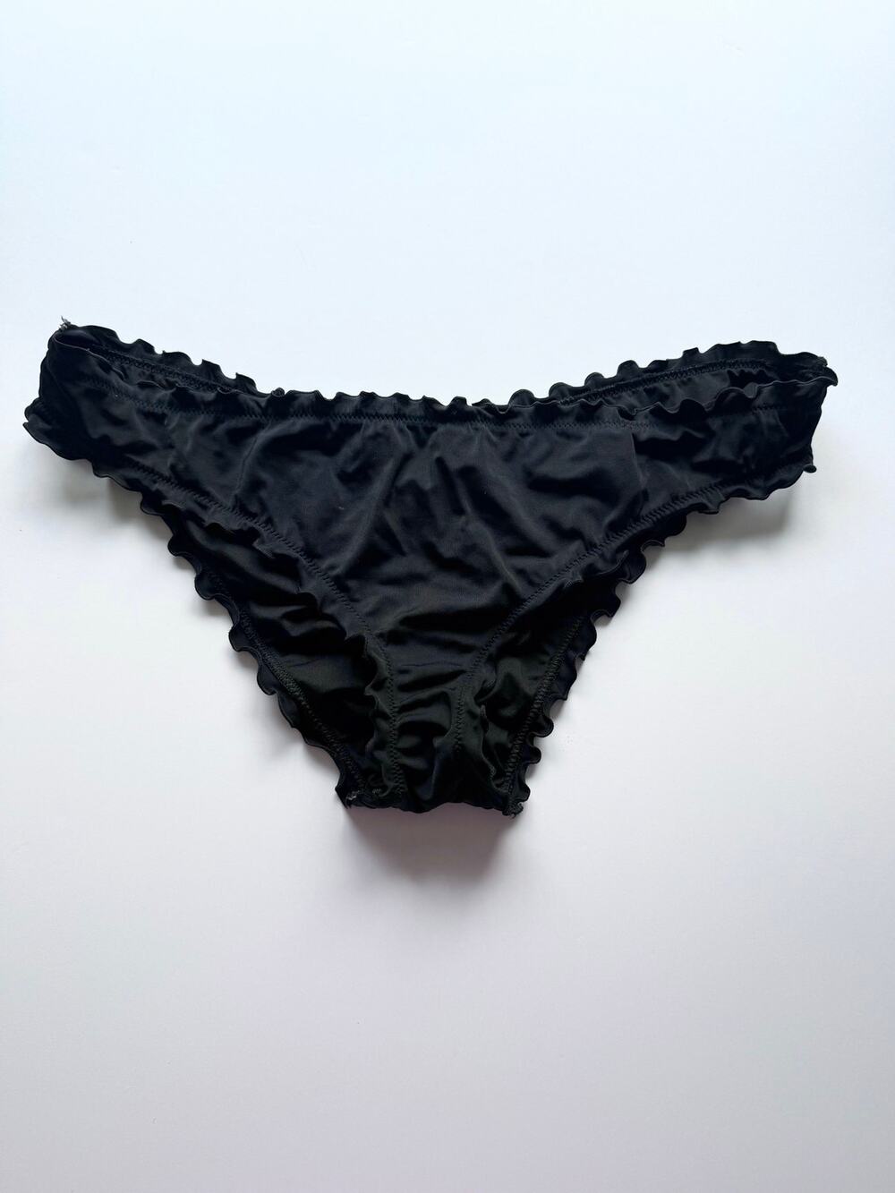 Shade & Shore Ruffle Cheeky Bikini Bottom | Black | Size L